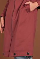 Tesettür giyim KAHVE KAPÜŞONLU FERMUARLI TRENÇKOT 1310