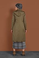 Tesettür giyim YEŞİL KAPÜŞONLU FERMUARLI TRENÇKOT 1310