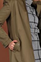 Tesettür giyim YEŞİL KAPÜŞONLU FERMUARLI TRENÇKOT 1310