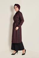 Tesettür giyim SİYAH BELİ KUŞAKLI KRUVAZE TRENÇKOT 1320