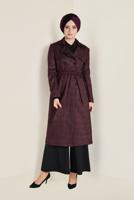 Tesettür giyim SİYAH BELİ KUŞAKLI KRUVAZE TRENÇKOT 1320