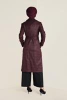 Tesettür giyim SİYAH BELİ KUŞAKLI KRUVAZE TRENÇKOT 1320