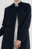 Tesettür giyim LACİVERT BELDEN BAĞCIKLI HAKİM YAKA KAPÜŞONLU TRENÇKOT 1324