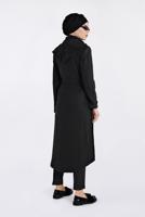 Hijab clothing BLACK HIDDEN ZIPPED HOODED ELASTIC-WAIST TRENCH-COAT 1334 