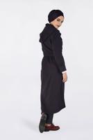 Tesettür giyim MÜRDÜM GİZLİ FERMUARLI BELİ LASTİKLİ KAPÜŞONLU TRENÇKOT 1334