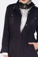 Tesettür giyim MÜRDÜM GİZLİ FERMUARLI BELİ LASTİKLİ KAPÜŞONLU TRENÇKOT 1334