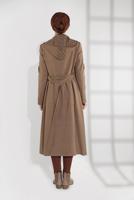 Tesettür giyim BEJ KAPÜŞONLU  FERMUAR VE ÇITÇIT DETAYLI TRENÇKOT 1337 