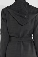 Tesettür giyim GRİ KAPÜŞONLU  FERMUAR VE ÇITÇIT DETAYLI TRENÇKOT 1337 