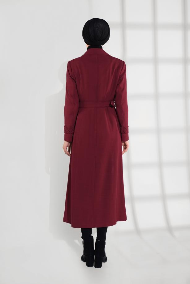 Vêtements hijab ROUGE IMPERMÉABLE À CROISÉ AVEC CEINTURE 1340 - TRENDTESETTÜR