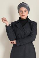 Tesettür giyim GRİ KRUVAZE KEMERLİ TRENÇKOT 1340