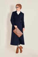 Tesettür giyim LACİVERT KRUVAZE KEMERLİ TRENÇKOT 1340
