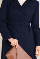 Tesettür giyim LACİVERT KRUVAZE KEMERLİ TRENÇKOT 1340