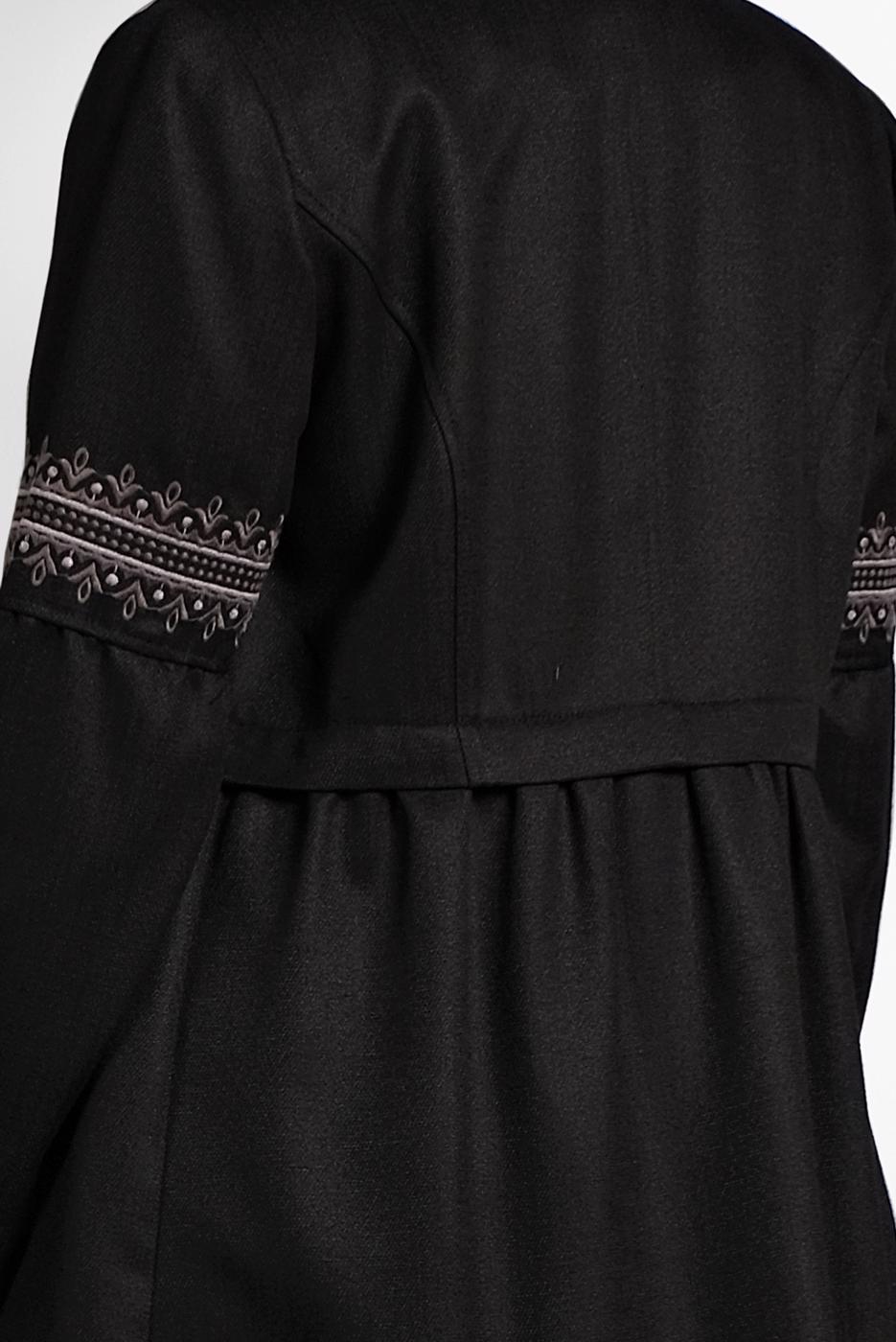 Tesettür giyim SİYAH İŞLEME DETAYLI DÜĞMELİ TRENÇKOT 1350