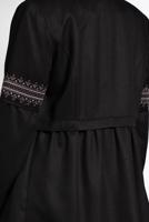 Tesettür giyim SİYAH İŞLEME DETAYLI DÜĞMELİ TRENÇKOT 1350