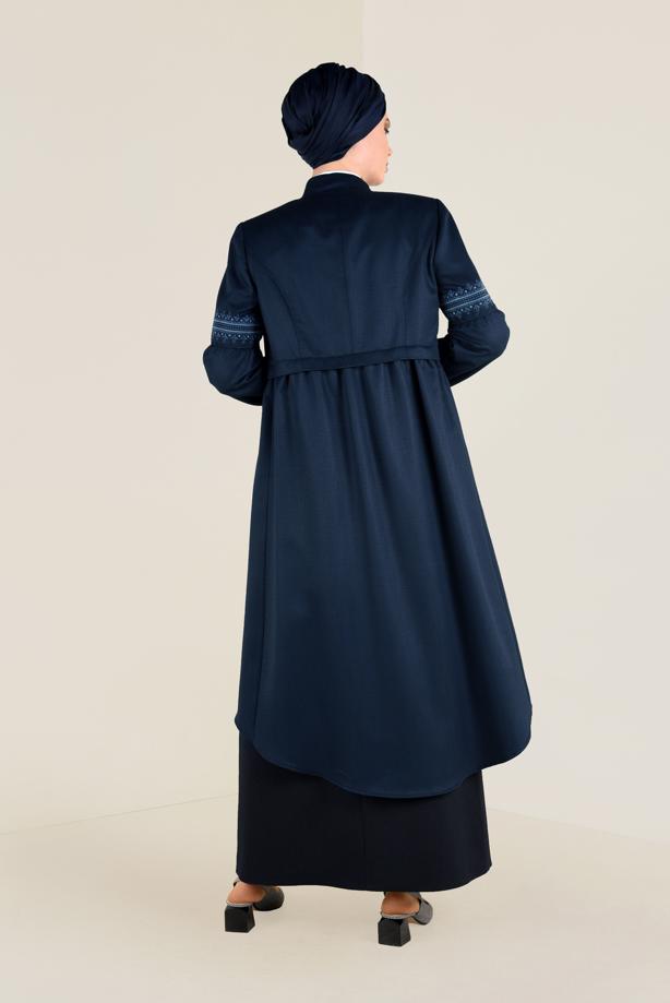 Vêtements hijab BLEU MARINE IMPERMÉABLE BOUTONÉ À CACHÉ 1350 - TRENDTESETTÜR