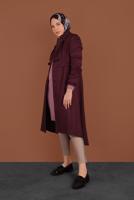 Hijab clothing PLUM HIDDEN BUTTONED EMBROIDERED TRENCH-COAT 1350 