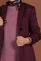 Hijab clothing PLUM HIDDEN BUTTONED EMBROIDERED TRENCH-COAT 1350 