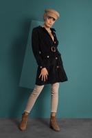 Hijab clothing BLACK BELTED CORDUROY TRENCH-COAT 1965 
