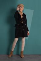 Hijab clothing BLACK BELTED CORDUROY TRENCH-COAT 1965 