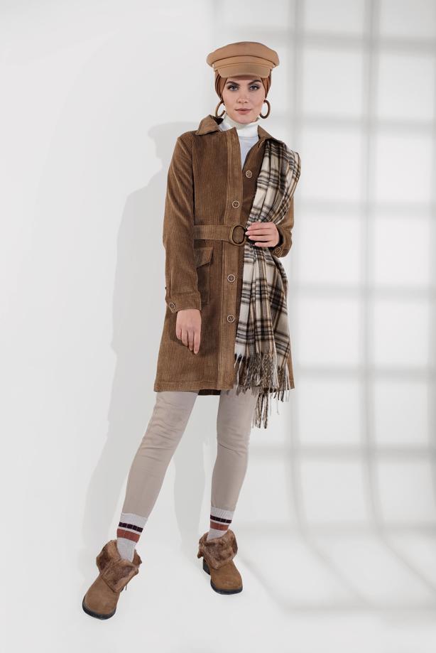 Vêtements hijab  BELTED CORDUROY TRENCH-COAT 1965  - TRENDTESETTÜR