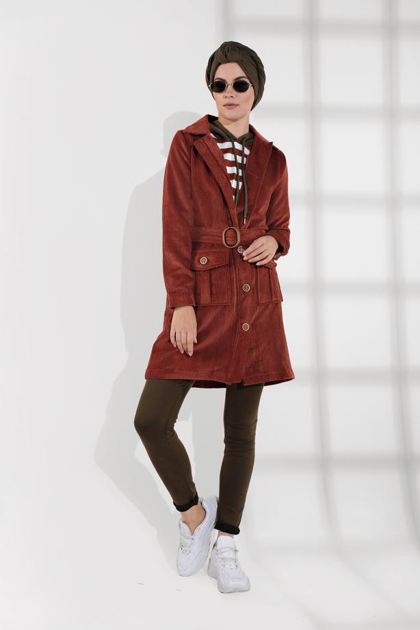 Vêtements hijab  BELTED CORDUROY TRENCH-COAT 1965  - TRENDTESETTÜR