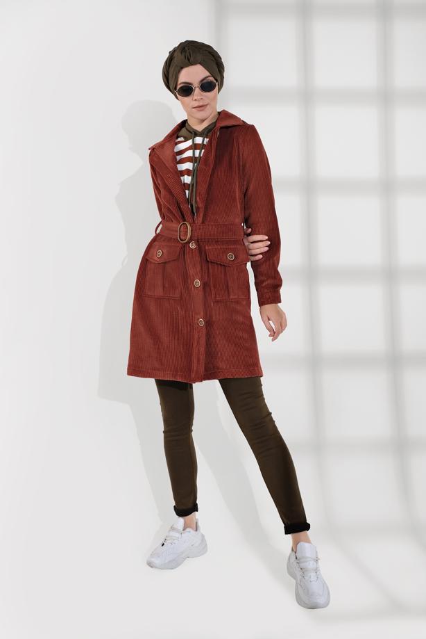 Vêtements hijab  BELTED CORDUROY TRENCH-COAT 1965  - TRENDTESETTÜR