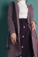 Hijab clothing PINK BELTED CORDUROY TRENCH-COAT 1965 