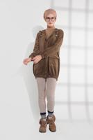 Hijab clothing BROWN HOODED BUTTONED CORDUROY TRENCH-COAT 2004 