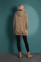 Hijab clothing TABA HOODED BUTTONED CORDUROY TRENCH-COAT 2004 