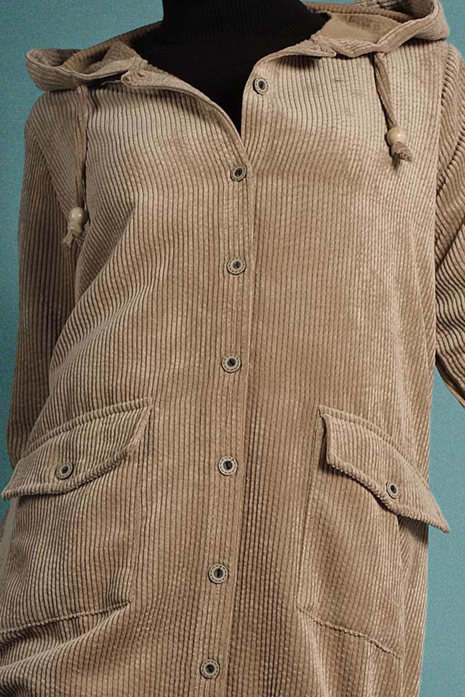 Vêtements hijab TABA IMPERMÉABLE BOUTONÉ EN VELOURS CÔTELÉ AVEC CAPUCHE 2004