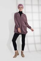 Vêtements hijab ROSE IMPERMÉABLE BOUTONÉ EN VELOURS CÔTELÉ AVEC CAPUCHE 2004