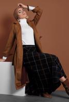 Tesettür giyim TABA BELİ BÜZGÜLÜ BAĞCIKLI SÜET TRENCKOT 2758 