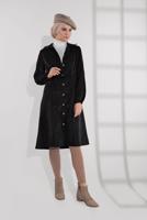 Hijab clothing BLACK GROMMET DETAILED CORDUROY TRENCH-COAT 3004 