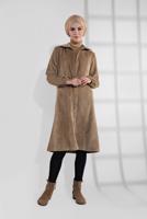 Hijab clothing BROWN GROMMET DETAILED CORDUROY TRENCH-COAT 3004 