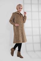 Hijab clothing BROWN GROMMET DETAILED CORDUROY TRENCH-COAT 3004 