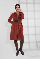 Hijab clothing BROWN GROMMET DETAILED CORDUROY TRENCH-COAT 3004 