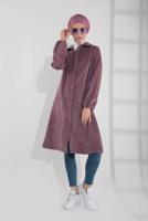 Hijab clothing PINK GROMMET DETAILED CORDUROY TRENCH-COAT 3004 