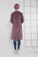 Hijab clothing PINK GROMMET DETAILED CORDUROY TRENCH-COAT 3004 