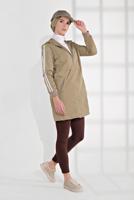 Hijab clothing BROWN HOODED TRENCH-COAT 3608 
