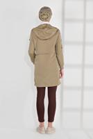 Hijab clothing BROWN HOODED TRENCH-COAT 3608 