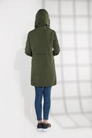 Tesettür giyim HAKİ KOLLARI ŞERİT DETAYLI KAPÜŞONLU TRENÇKOT 3608 