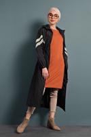 Hijab clothing BLACK SMOCKED-WAIST TRENCH-COAT 4000