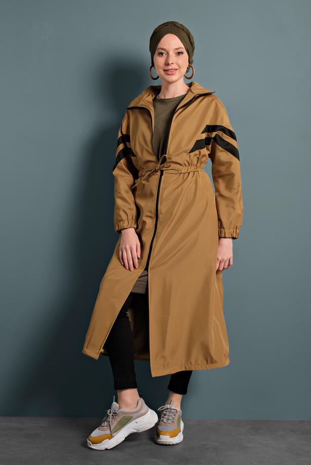 Vêtements hijab  SMOCKED-WAIST TRENCH-COAT 4000 - TRENDTESETTÜR