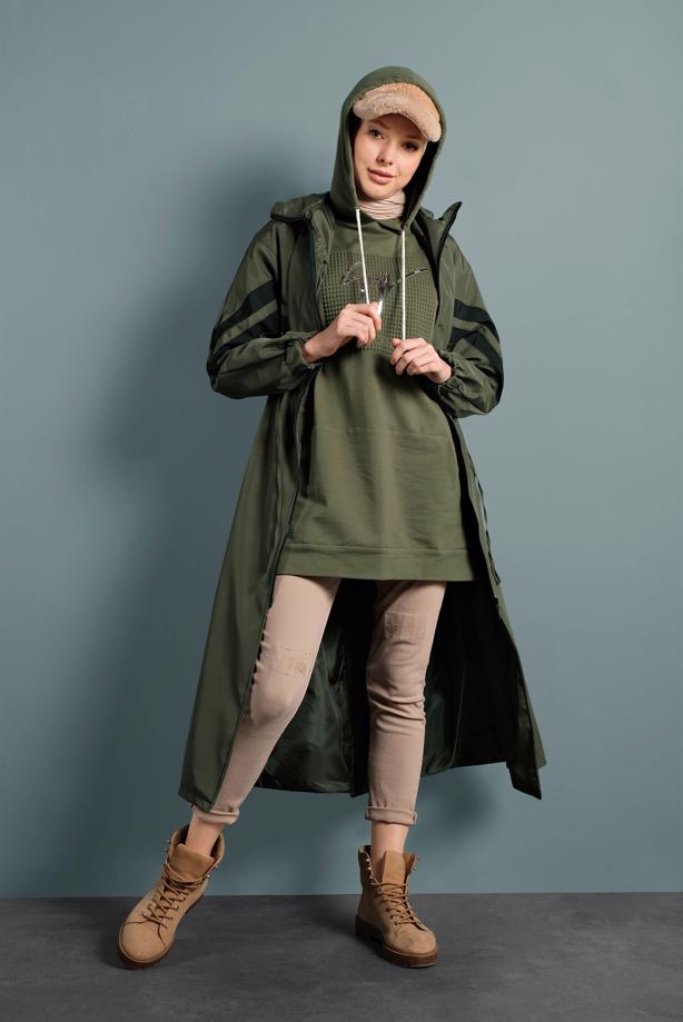 Vêtements hijab  SMOCKED-WAIST TRENCH-COAT 4000 - TRENDTESETTÜR