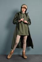 Vêtements hijab KAKI TRENCH-COAT TAILLE À SMOCKS 4000