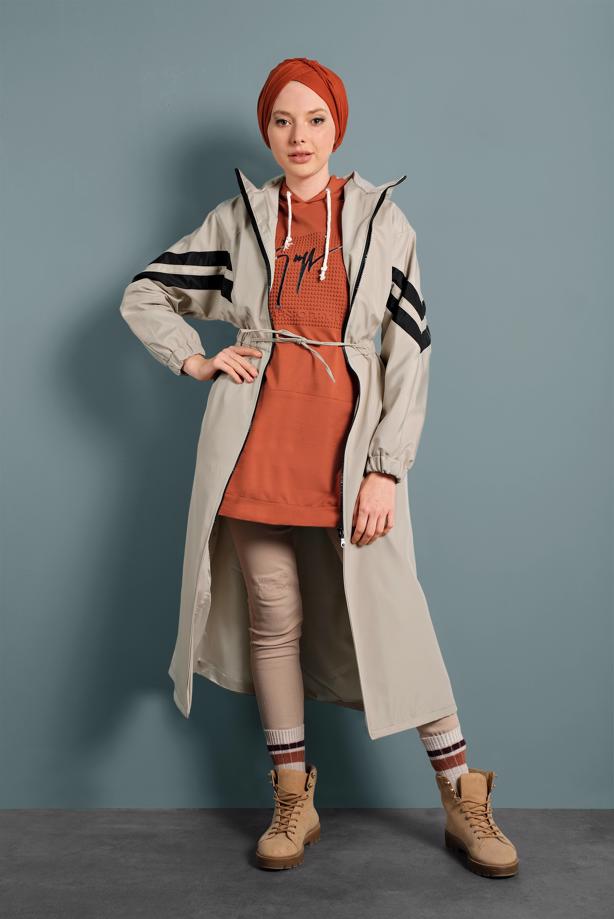 Vêtements hijab  SMOCKED-WAIST TRENCH-COAT 4000 - TRENDTESETTÜR