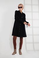 Tesettür giyim SİYAH KUŞGÖZÜ DÜĞMELİ FİTİLLİ KADİFE TRENÇKOT 4004 