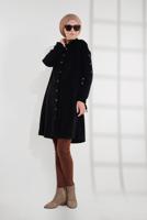 Tesettür giyim SİYAH KUŞGÖZÜ DÜĞMELİ FİTİLLİ KADİFE TRENÇKOT 4004 