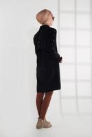 Tesettür giyim SİYAH KUŞGÖZÜ DÜĞMELİ FİTİLLİ KADİFE TRENÇKOT 4004 