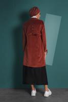 Hijab clothing BROWN GROMMET DETAILED CORDUROY TRENCH-COAT 4004 